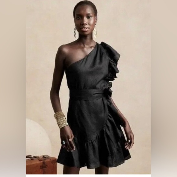 Banana Republic Dresses & Skirts - BANANA REPUBLIC LINEN RUFFLE ONE SHOULDER DRESS // size 18